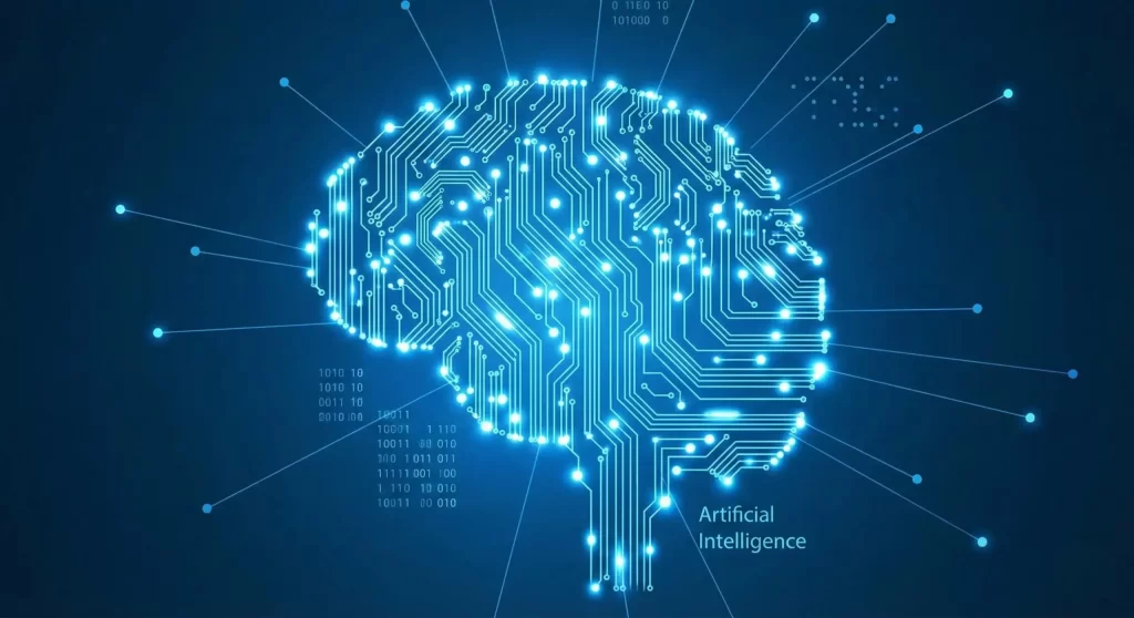 Glowing digital brain representing Artificial Intelligence.